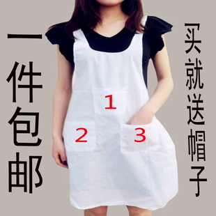 纺纱纺织厂围裙女工工作劳保卫生围裙白色布围裙厨师帽子套袖印字