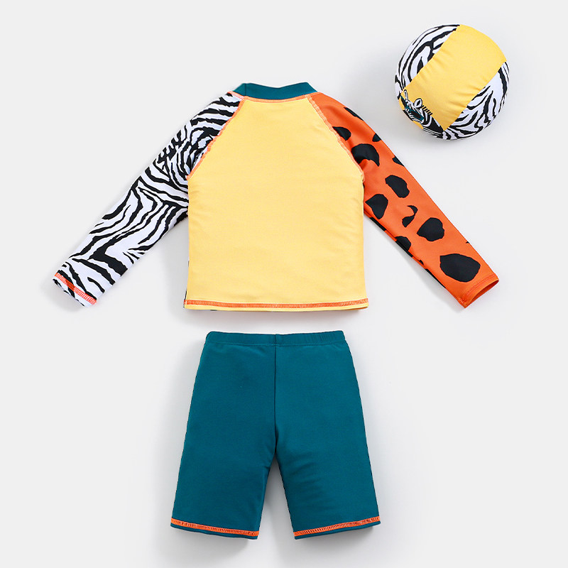儿童游泳衣分体长袖防晒沙滩服男童泳裤卡通宝宝泳衣3岁5男孩泳装