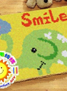 aa段段绣/毛线绣/地毯绣/绒绣/钩针 坐垫 挂毯 绿色微笑(2件包邮