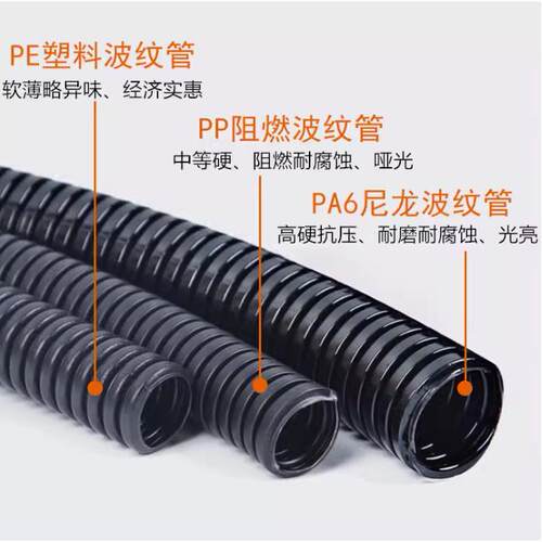 塑料波纹管PA尼龙PP防水阻燃螺纹管穿线软管PE电线电缆保护套线管