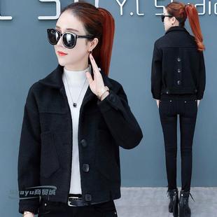短款毛呢子上衣小外套女春秋装季流行新款韩版宽松加厚妮子衣