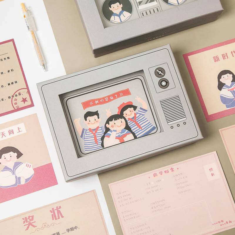 同学录盒装男女初高中小学生清新纪念册回忆录留念活页毕业通讯录