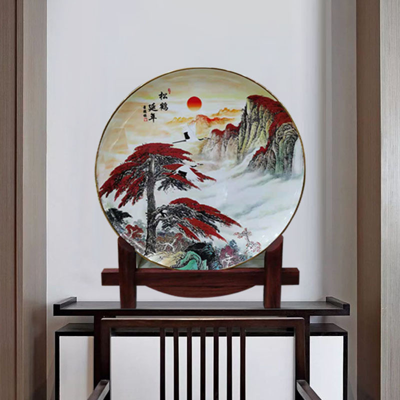 新年山水风景陶瓷瓷盘客厅看盘玄关家居酒柜软装饰骨瓷挂盘摆件,电子/电工,其它,淘宝优惠券,粉丝福利购,淘宝优惠卷