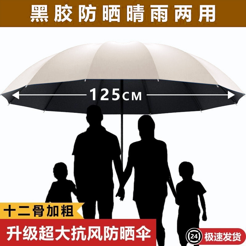 超大号手动雨伞加大加厚加固女三人双人晴雨两用伞学生折叠遮阳伞