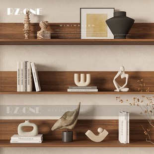 原木中古侘寂风壁龛开放格创意装饰品民宿陶瓷复古艺术品酒柜摆件