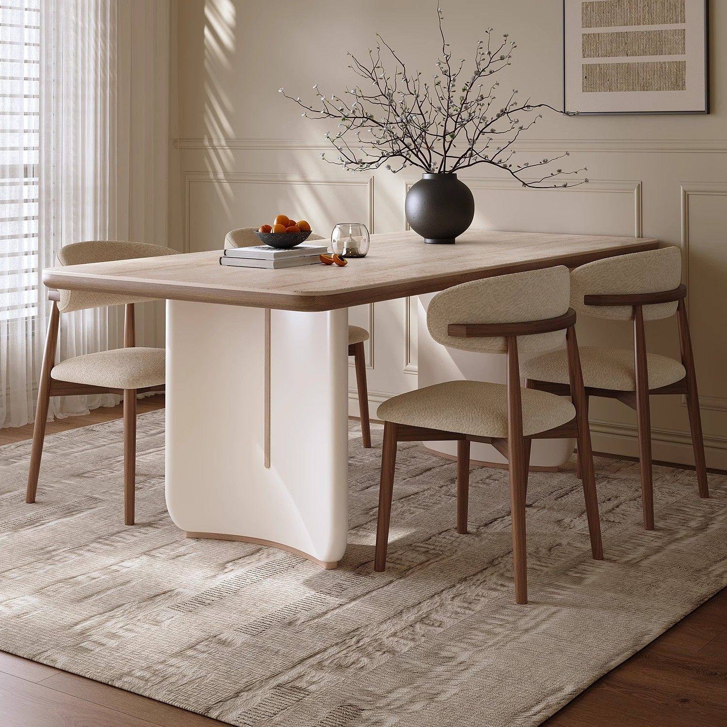 木与舒法式奶油风实木岩板餐桌轻奢家用小户型高级感中古风吃饭桌,3C数码配件,其它配件,淘宝优惠券,粉丝福利购,淘宝优惠卷