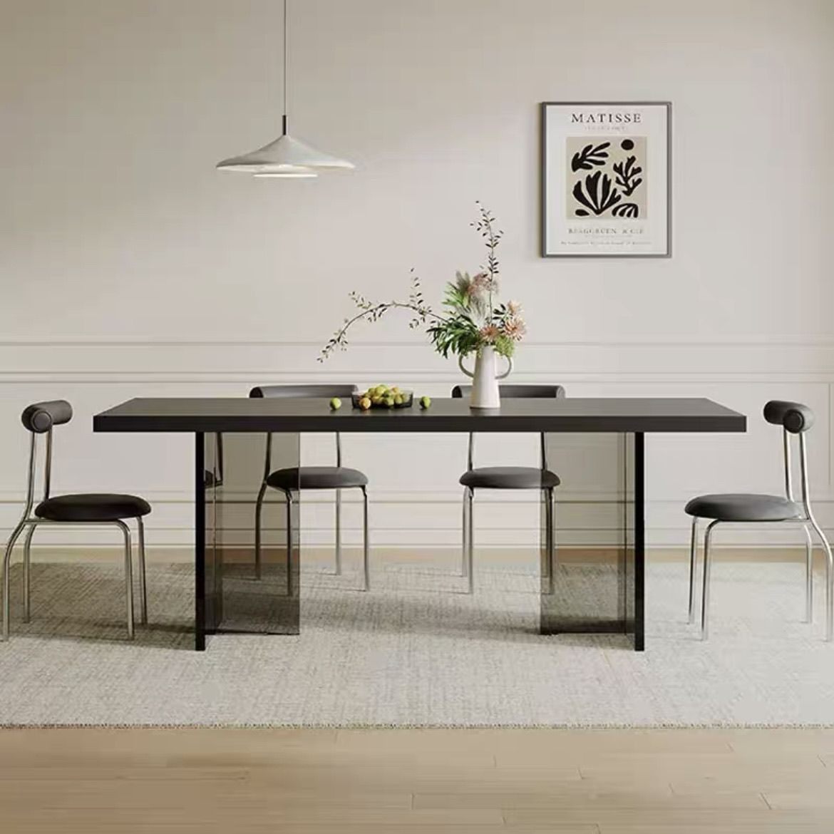 亚克力岩板餐桌纯黑轻奢现代简约网红小户型下挂长方形悬浮桌子,商业/办公家具,餐桌椅系列,淘宝优惠券,粉丝福利购,淘宝优惠卷