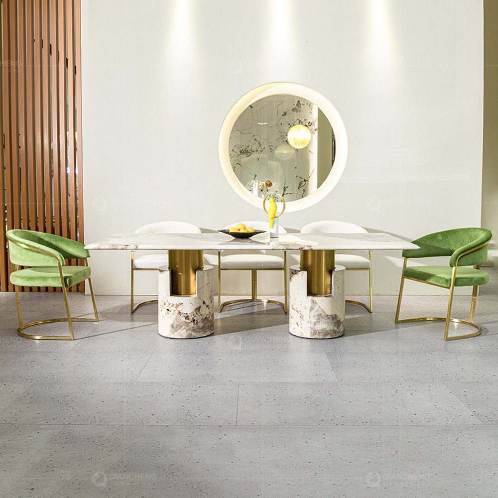 意大利轻奢大理石餐桌高级感豪华餐厅10人大餐桌高档餐桌椅子一套