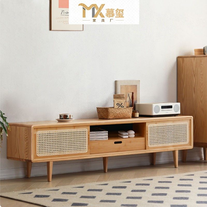 北欧电视柜家用小户型客厅储物地柜现代简约日式藤编移门电视机柜,家居饰品,装饰挂钩,淘宝优惠券,粉丝福利购,淘宝优惠卷
