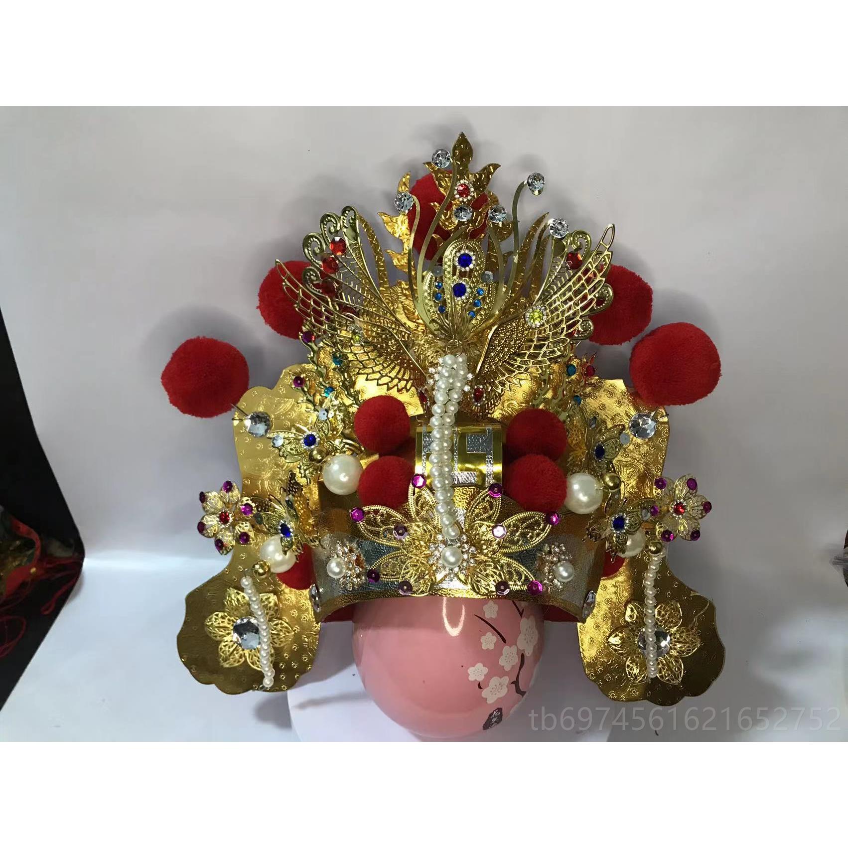 新款佛像饰用品凤冠 金色合凤金菩萨佛帽子神像帽冠帽 居家具装用
