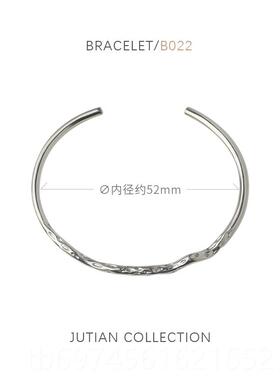 新款百JIUTAN高级简约冷淡风纯银手镯搭感不规则细线条质感女礼物