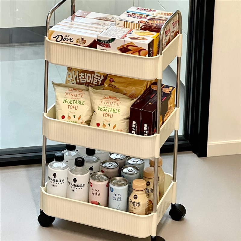 小推车置物架带轮可移动零食收纳架多层储物架客厅厨房落地整理架