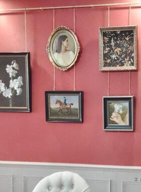 挂画器轨道法式复古装饰画油画别墅画展吊挂链条黄铜杆挂画绳