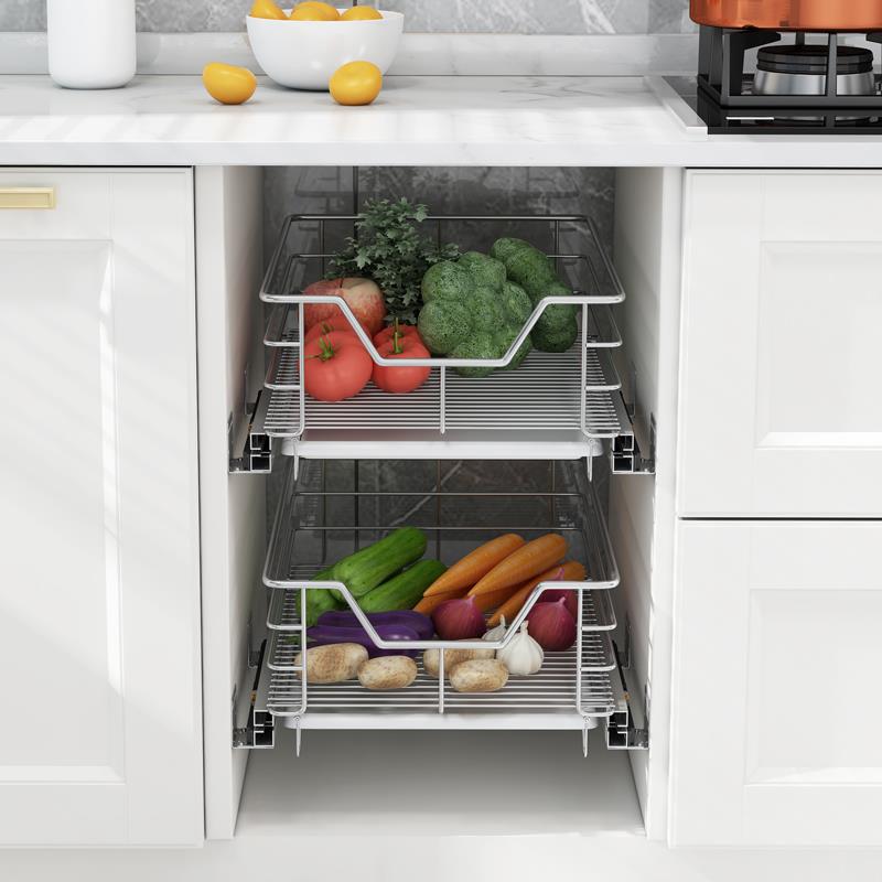 蔬果拉篮500橱柜放菜拉篮600厨房304不锈钢800抽屉篮储菜阻尼滑轨