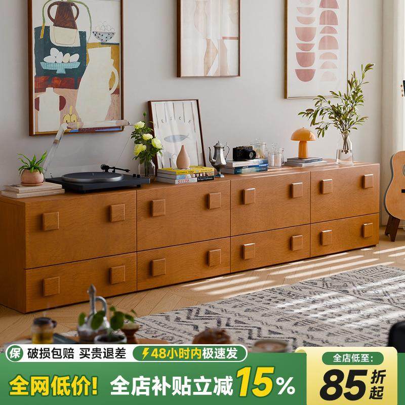 卡门柜电视柜边柜中古风斗柜自由组合柜储物柜一体实木床头柜