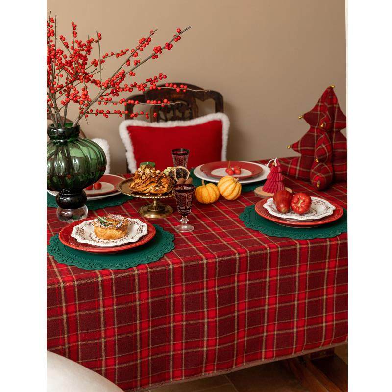 新年桌布圣诞红色格纹苏格兰高档餐桌台布装饰茶几节日氛围长方形,居家布艺,桌布,淘宝优惠券,粉丝福利购,淘宝优惠卷