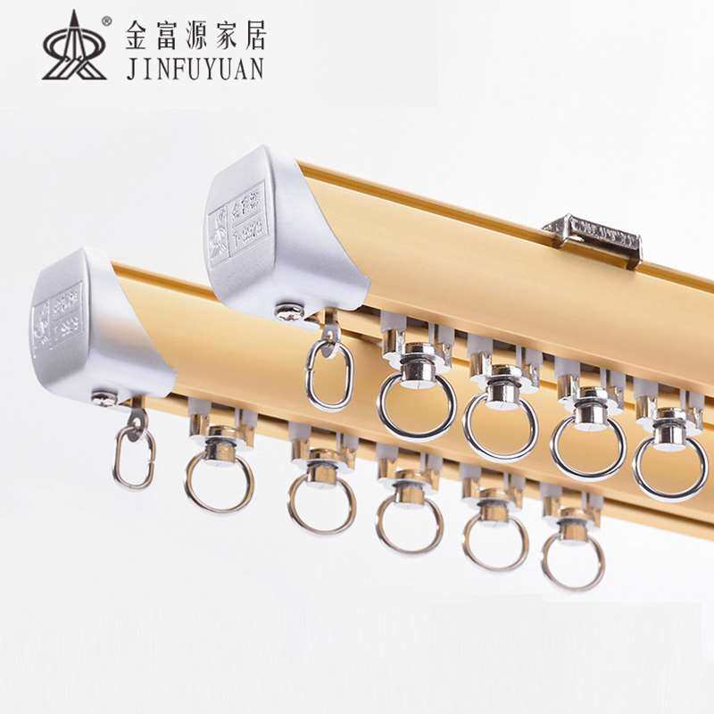 金富源窗帘轨道直轨顶装滑轨导轨配件滑道罗马杆铝合金双轨静音