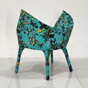 法国罗奇堡Lady B扶手椅设计师款客厅艺术蝴蝶布艺休闲沙发单人椅