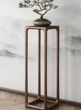 特价正宗北美黑胡桃木原木榫卯现代简约禅意新中式纯实木花架花几