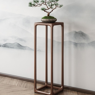 特价正宗北美黑胡桃木原木榫卯现代简约禅意新中式纯实木花架花几