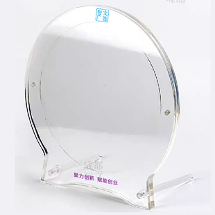 牌定制 金属板硅片晶圆展示架芯片圆形物品陈列台压克力科技立式