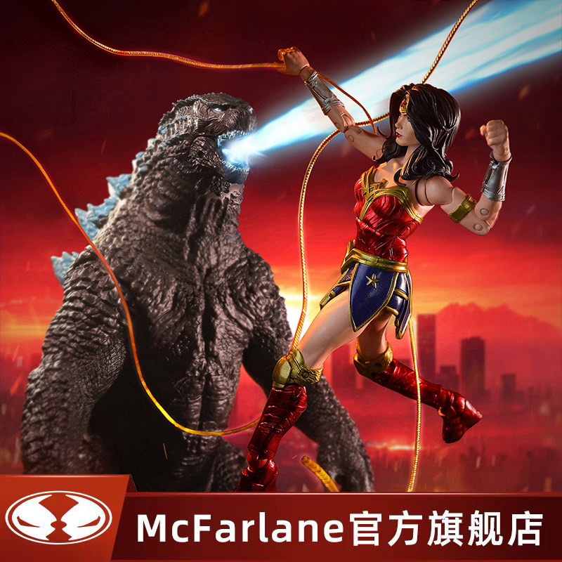 【现货】麦克法兰mcfarlane正义联盟神奇女侠vs哥斯拉1/10手办