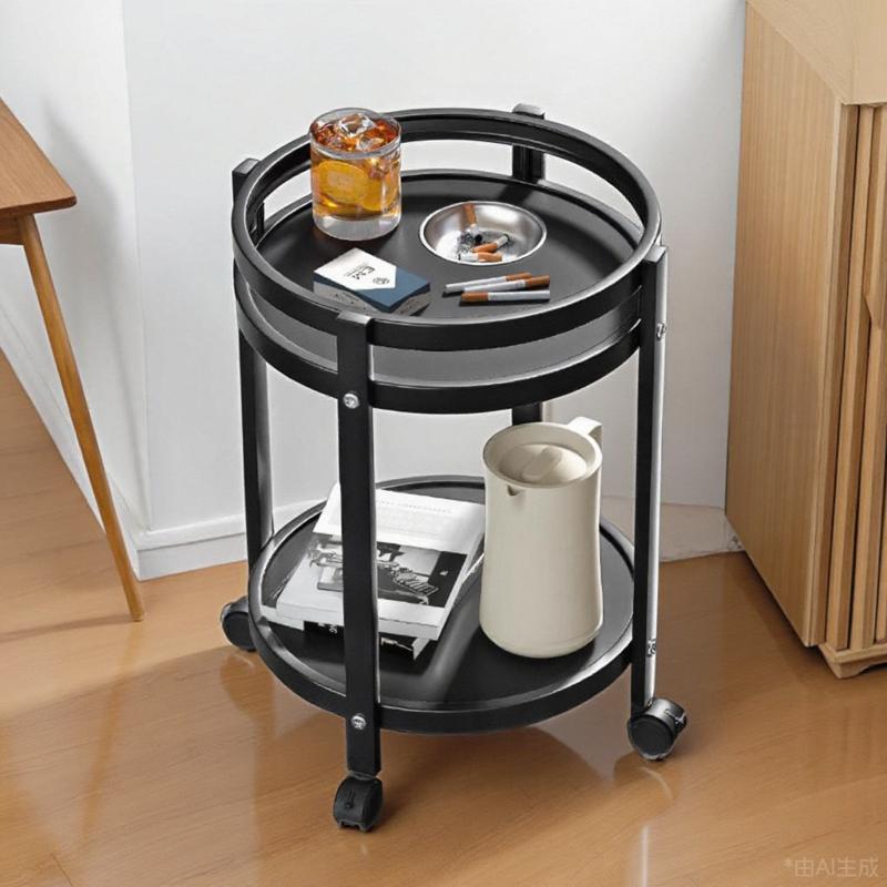 棋牌室专用茶几可移动轻奢小圆桌麻将桌茶水架茶楼包间边几小桌子