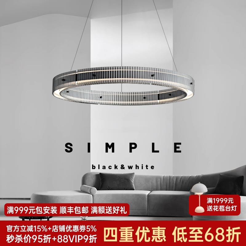 意式极简客厅吊灯高级感2025年新款大气轻奢玻璃别墅餐厅大厅主灯
