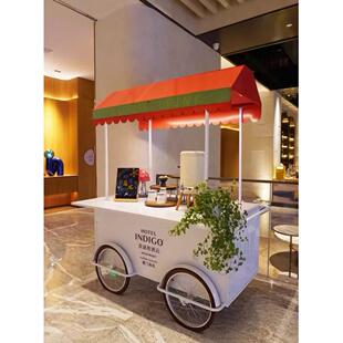 爆款热卖促销花车移动咖啡车展销台展示柜店门口摆摊小推车商用