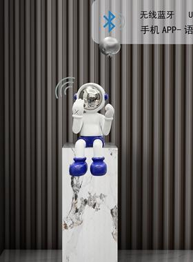 网红坐姿暴力熊拿气球太空人创意落地雕塑客厅电视柜太空人装饰品