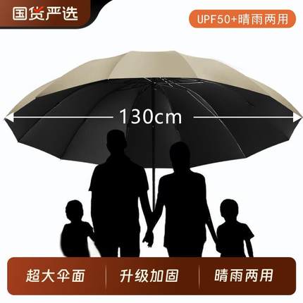 超大号雨伞男士加厚加固加大双人三人伞晴雨两用手动折叠遮阳伞女