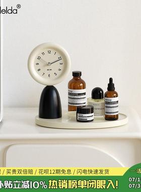 Mandelda家居客厅创意时钟玄关托 托盘收纳摆件电视柜座钟桌面装