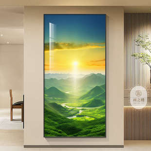 日出东方玄关装饰画青山图入户迎门墙挂画现代简约山水风景墙壁画