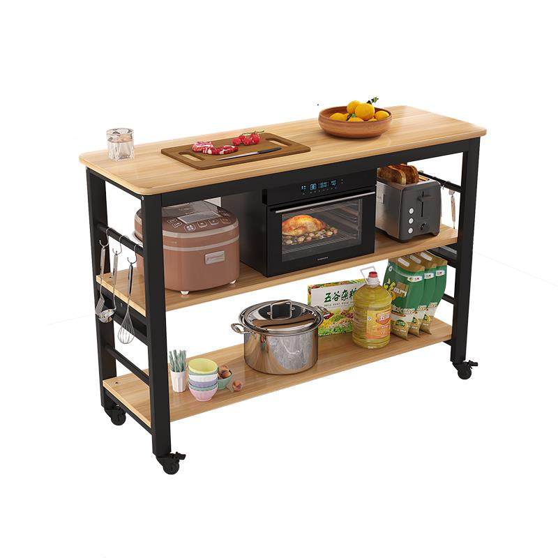 厨房切菜桌家用带轮子小长桌子多功能置物桌简易多层长方形桌餐