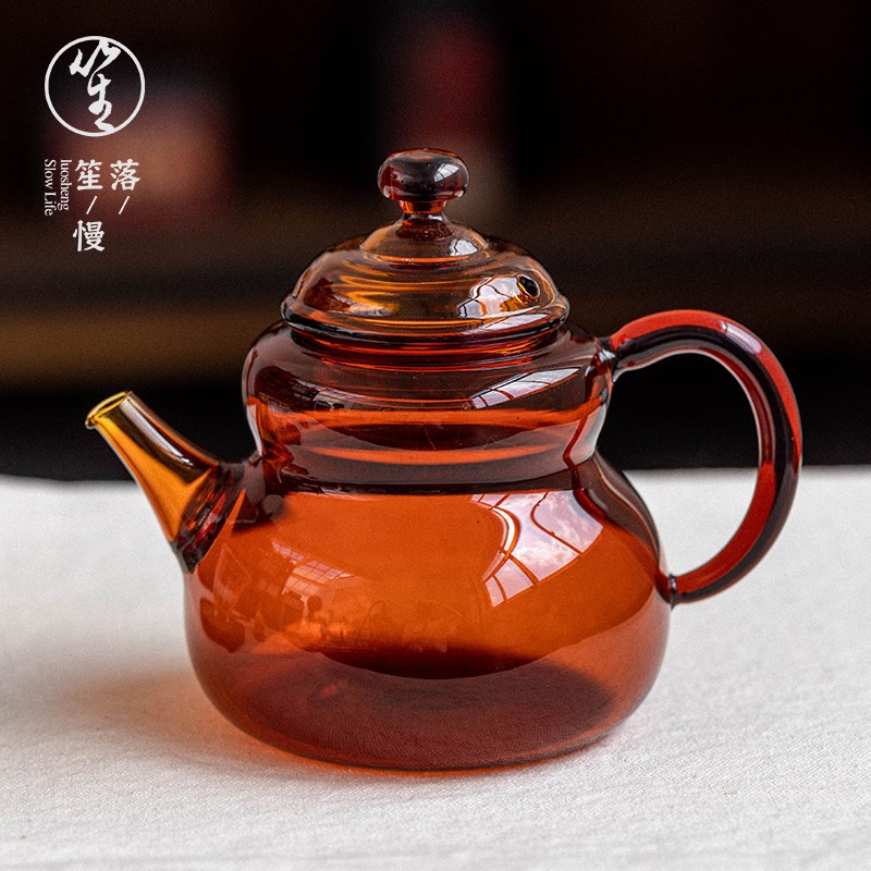 落笙玻璃泡茶壶小号耐高温家用加厚茶漏一体煮茶手工高档功夫茶具