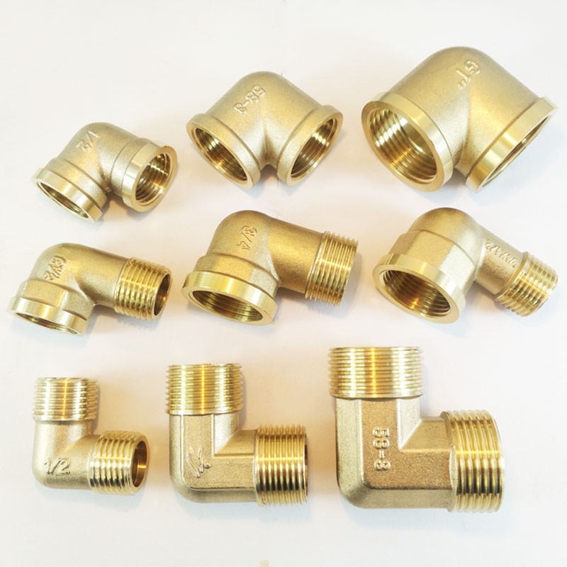 黄铜水管弯头螺纹铜弯头内外丝铜转接头双外牙水管加厚4分6分1寸