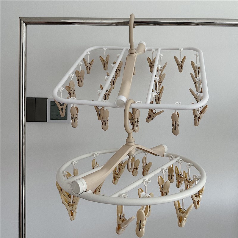 *漂亮的小姨妈*简约晾袜子神器防风晾衣架内衣内裤晾衣夹折叠衣架