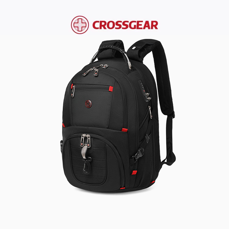 CROSSGEAR十字勋章瑞军士刀男1345678寸旅行出差防摔防震大容量多功能高级感笔记本电脑双肩书背包可挂行李箱