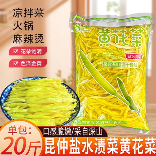 昆仲清水黄花菜5斤新鲜黄花凉拌菜火锅麻辣烫串串食材盐水金针菜
