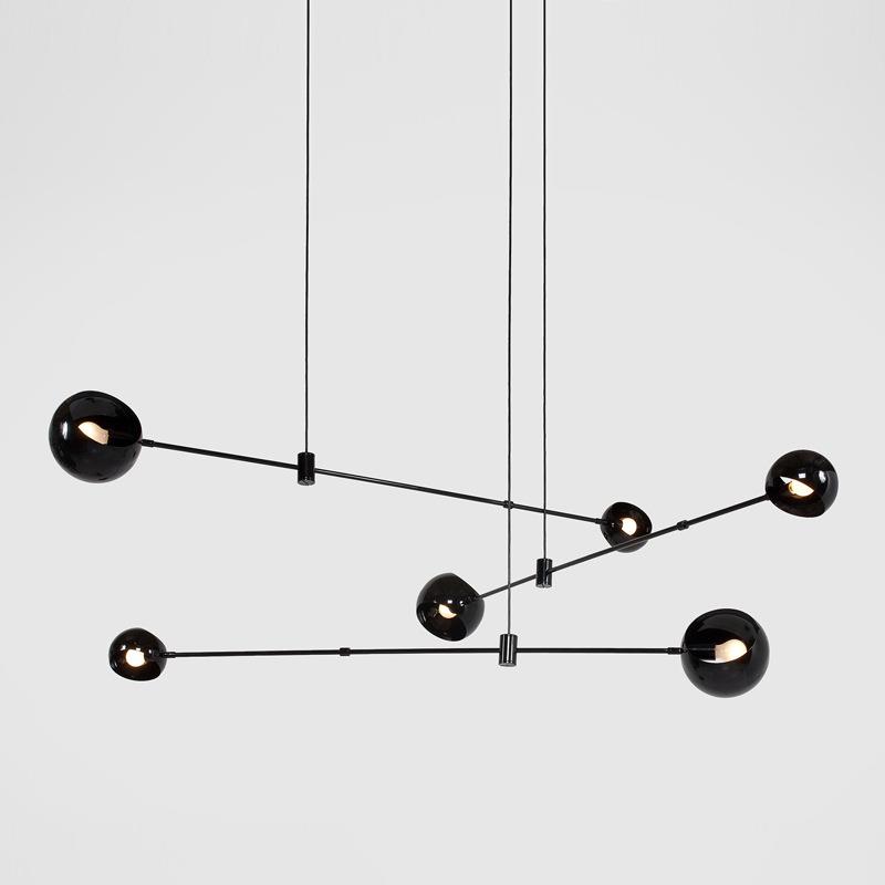 北欧客厅卧室餐厅奶茶店服装店铁艺后现代创意样板房几何吊灯极简