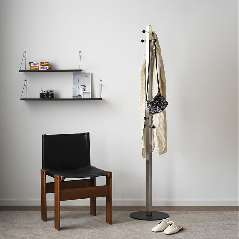 美之趣北欧不锈钢衣帽架落地卧室立式挂衣服架子家用简约置物架