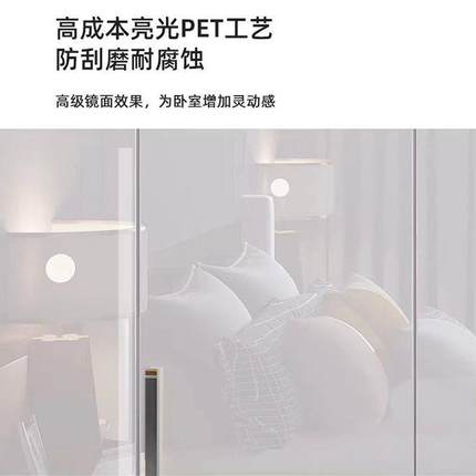 衣柜家用卧室实木PET高光亮面衣柜轻奢对开门带梳妆台一体衣柜子