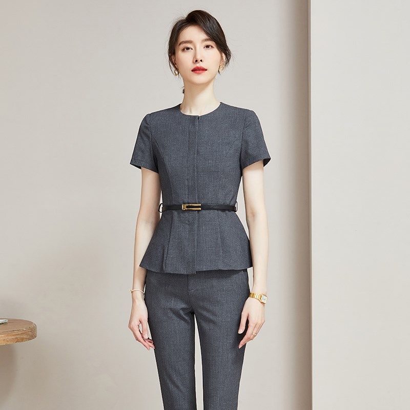 柏易兰职业套装女夏季高级感2024新款西装正装短袖小个子工作服