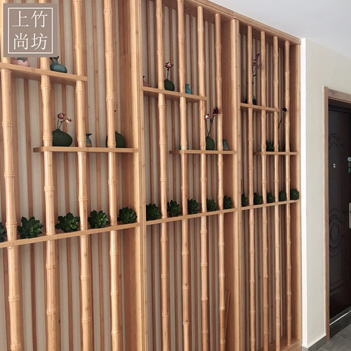 上竹尚坊竹屏风展示柜客厅间厅柜隔断玄关中式置物架竹屏风柜