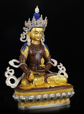 地藏菩萨佛像纯铜古色鎏金鎏银密宗居家7寸1尺佛台摆件地藏王佛像