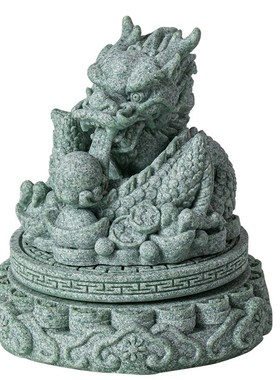 中式生肖龙招财茶宠摆件国潮祥龙戏水盆栽鱼缸造景茶桌茶台装饰品