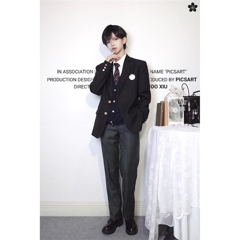 樱花家族jk制服dk【男款两粒扣西服】宽松高校西装裤套装外套春季