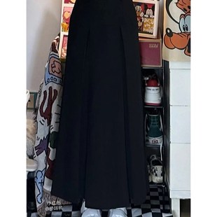 春夏黑色百褶裙女大码胖mm显瘦腿粗胯宽屁股大梨形身材半身裙长裙