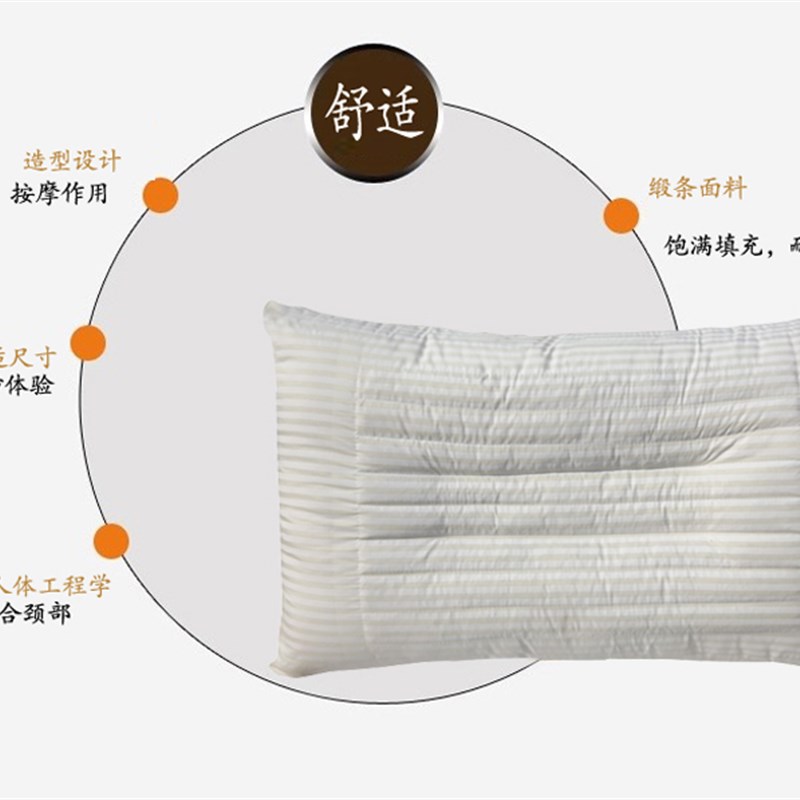 枕头芯 枕芯 透气单人三维棉麦饭石40*60家用枕一个