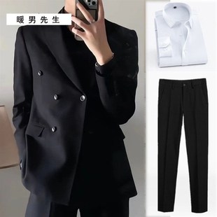 西服套装男高级感正装2024新款休闲商务dk男生制服毕业礼服大学生